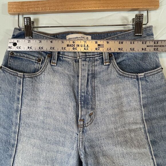 Abercrombie & Fitch High Rise Mom Jeans Two Tone Raw Hem SIZE 25 Womens Y2k A&F - Picture 5 of 8